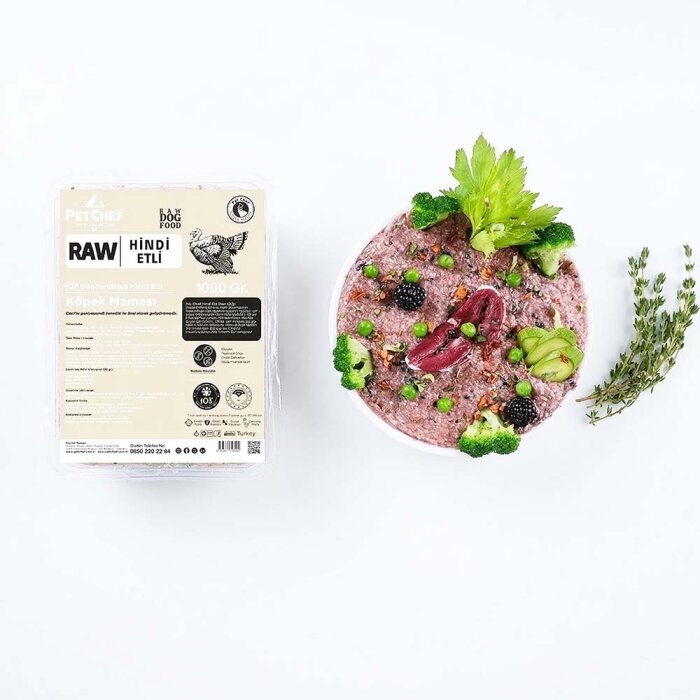 Hindi Etli, Kuşkonmazlı Tarif Büyük Irk Köpek - Chef’s Raw Barf Menü (1)
