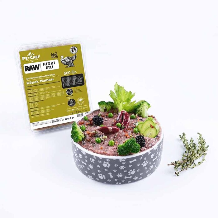 Hindi Etli, Kuşkonmazlı Tarif Küçük Irk Köpek - Chef’s Raw Barf Menü