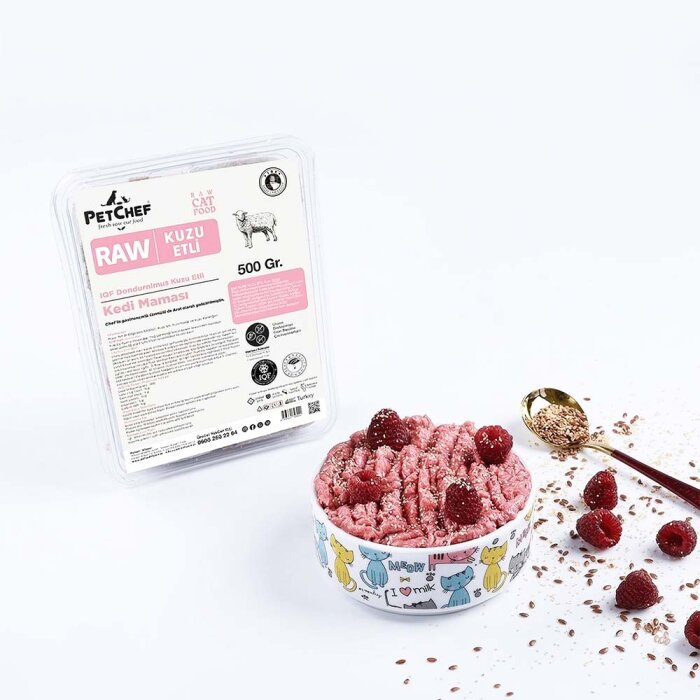 Raw Barf (Çiğ) Kuzu Etli Tarif Kedi 1.500 Gr (3x500 Gr) - Chef’s Raw Barf Menü