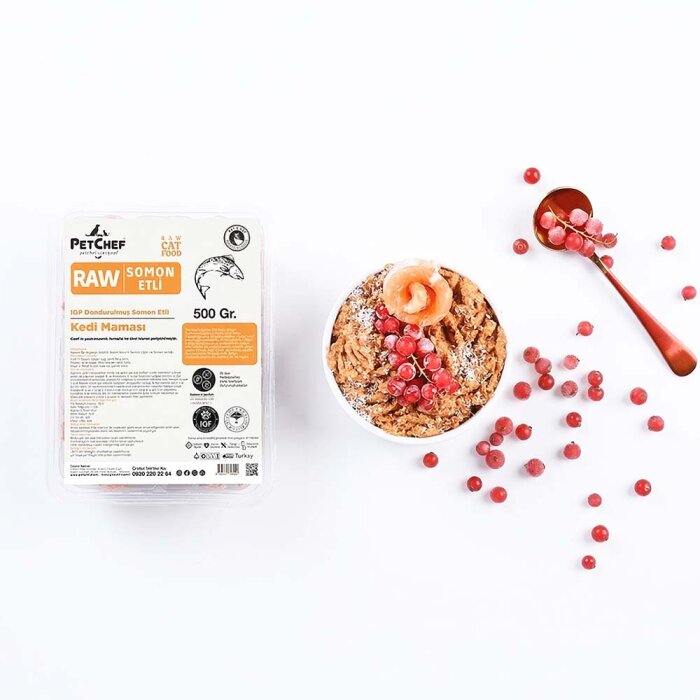 Raw Barf (Çiğ) Somon Etli Kedi Maması 1.500 Gr(3x 500 Gr) - PetChef (1)