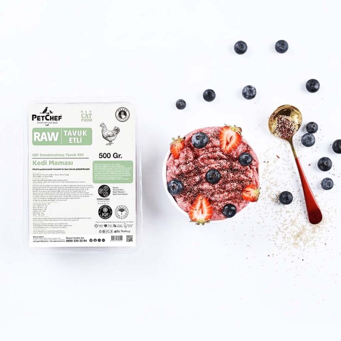 Raw Barf (Çiğ) Tavuk Etli Tarif Kedi 1.500 Gr (3X500 Gr.) - Chef’s Raw Barf Menü (1)