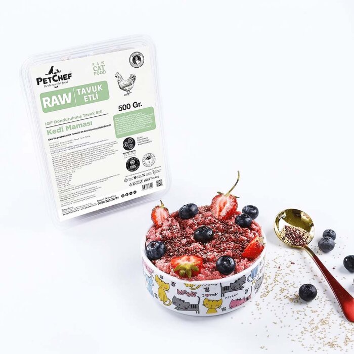 Raw Barf (Çiğ) Tavuk Etli Tarif Kedi 1.500 Gr (3X500 Gr.) - Chef’s Raw Barf Menü